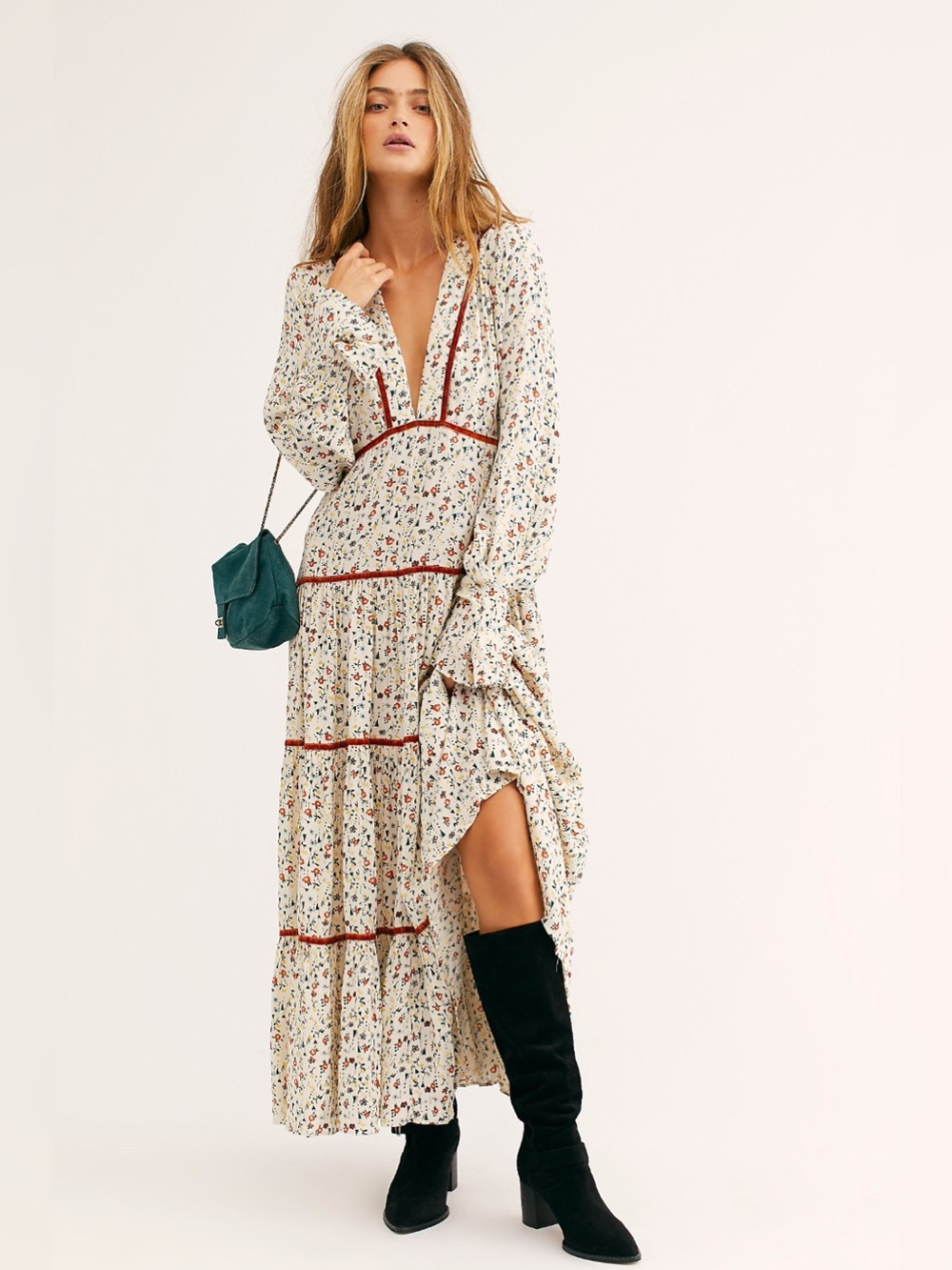 Free People Take A Little Time Midi Dress Floral Size 6